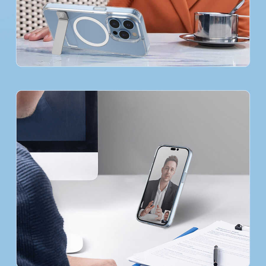 Apple iPhone 14 Kılıf Standlı M-safe Wireless Şarj Özellikli Wiwu Aurora Serisi Kapak