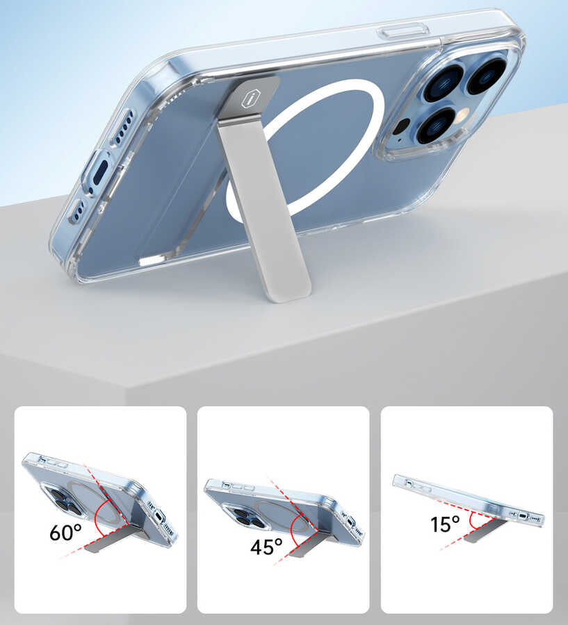 Apple iPhone 14 Kılıf Standlı M-safe Wireless Şarj Özellikli Wiwu Aurora Serisi Kapak