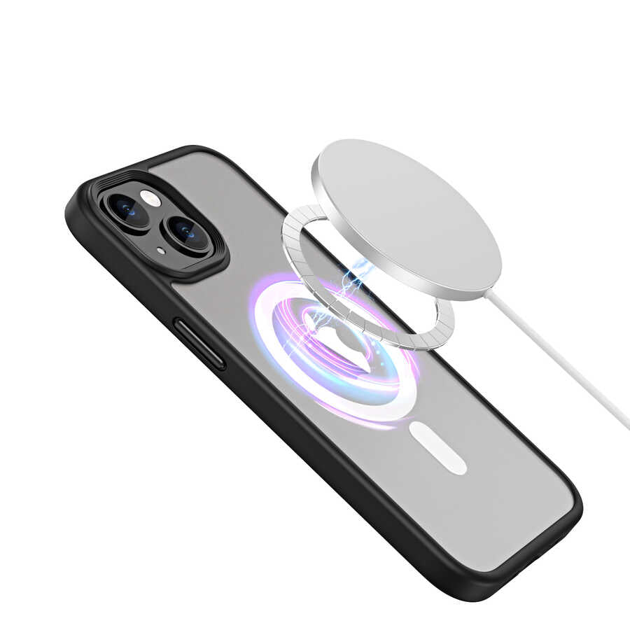 Apple iPhone 14 Kılıf Wireless Şarj Özellikli Zore Hibrit M-safe Kapak
