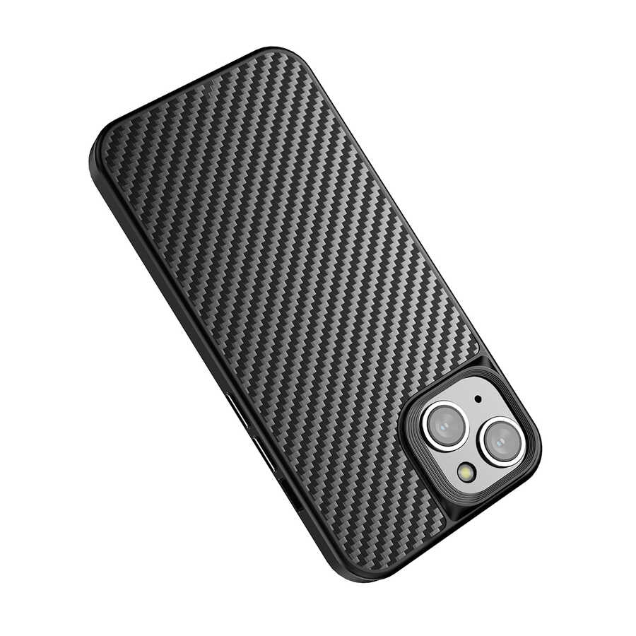 Apple iPhone 14 Plus Kılıf Aramid Karbon Fiber M-safe Özellikli Wlons Radison Kapak