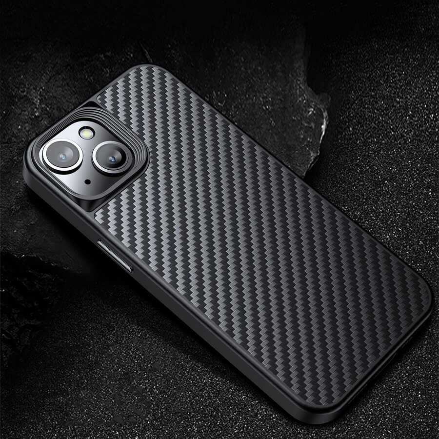 Apple iPhone 14 Plus Kılıf Aramid Karbon Fiber M-safe Özellikli Wlons Radison Kapak