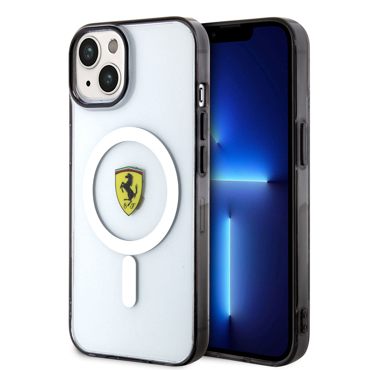 Apple iPhone 14 Plus Kılıf Ferrari M-safe Şarj Özellikli Transparan Dizayn Kapak