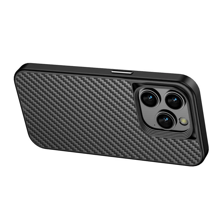 Apple iPhone 14 Pro Kılıf Aramid Karbon Fiber M-safe Özellikli Wlons Radison Kapak