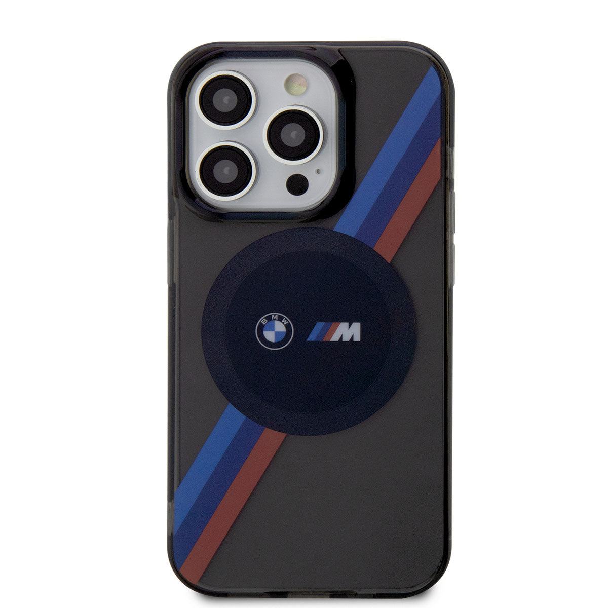 Apple iPhone 14 Pro Kılıf BMW M-safe Şarj Özellikli Transparan 3 Renkli Şerit Dizayn Kapak