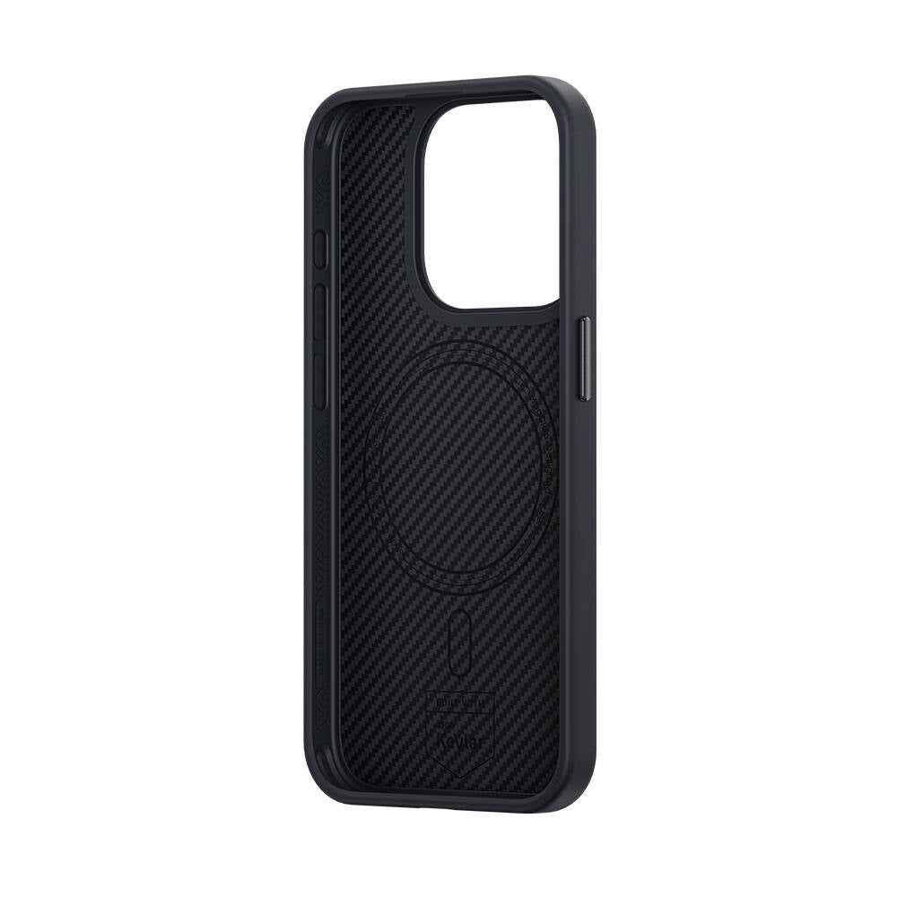 Apple iPhone 14 Pro Kılıf Karbon Fiber M-safe Şarj Özellikli Benks Hybrid ArmorPro 600D Kevlar Kapak