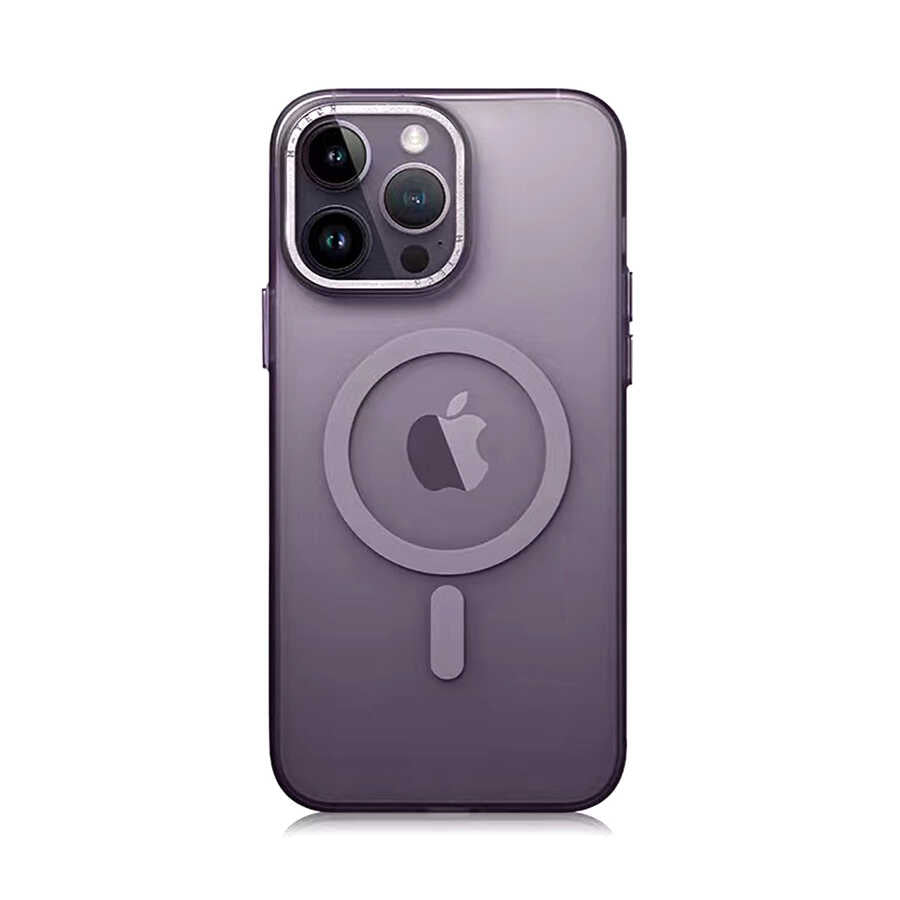 Apple iPhone 14 Pro Kılıf M-safe Şarj Özellikli Buzlu Sert PC Zore Tuval Kapak