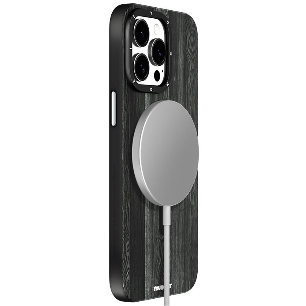 Apple iPhone 14 Pro Kılıf M-safe Şarj Özellikli Sararmaya Dayanıklı Youngkit Wood Forest Serisi Kapak
