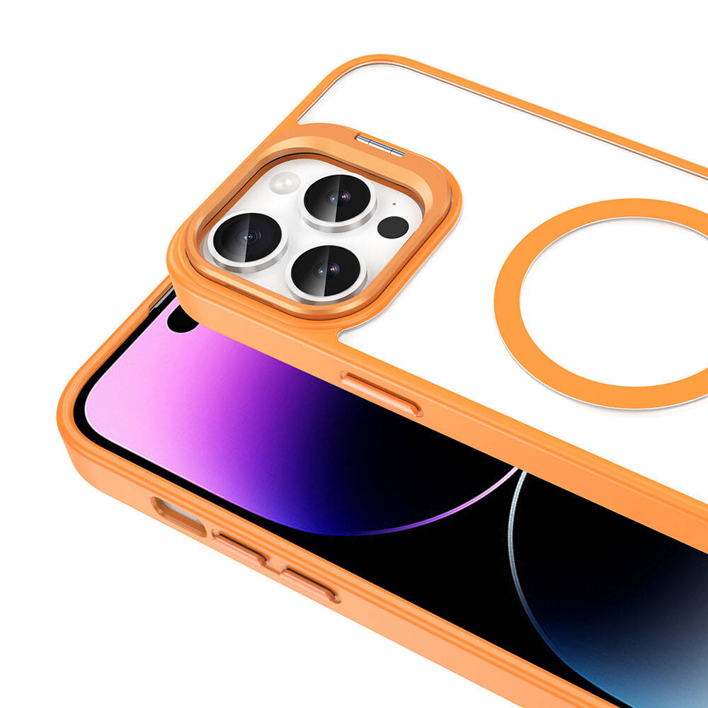 Apple iPhone 14 Pro Kılıf M-safe Şarj Özellikli Standlı Zore M-safe Klon Lensli Kapak