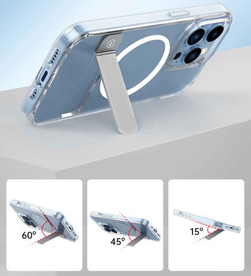 Apple iPhone 14 Pro Kılıf Standlı M-safe Wireless Şarj Özellikli Wiwu Aurora Serisi Kapak