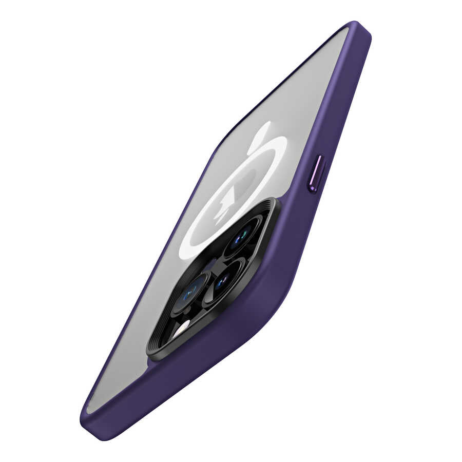 Apple iPhone 14 Pro Kılıf Wireless Şarj Özellikli Zore Hibrit M-safe Kapak