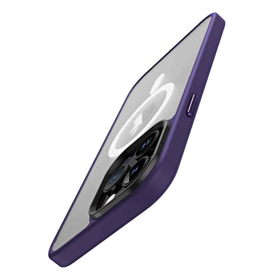 Apple iPhone 14 Pro Kılıf Wireless Şarj Özellikli Zore Hibrit M-safe Kapak