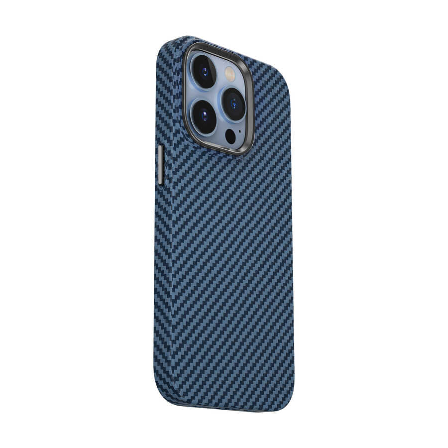 Apple iPhone 14 Pro Kılıf Wiwu Karbon Fiber Görünümlü M-safe Wireless Şarj Özellikli Kabon Kapak