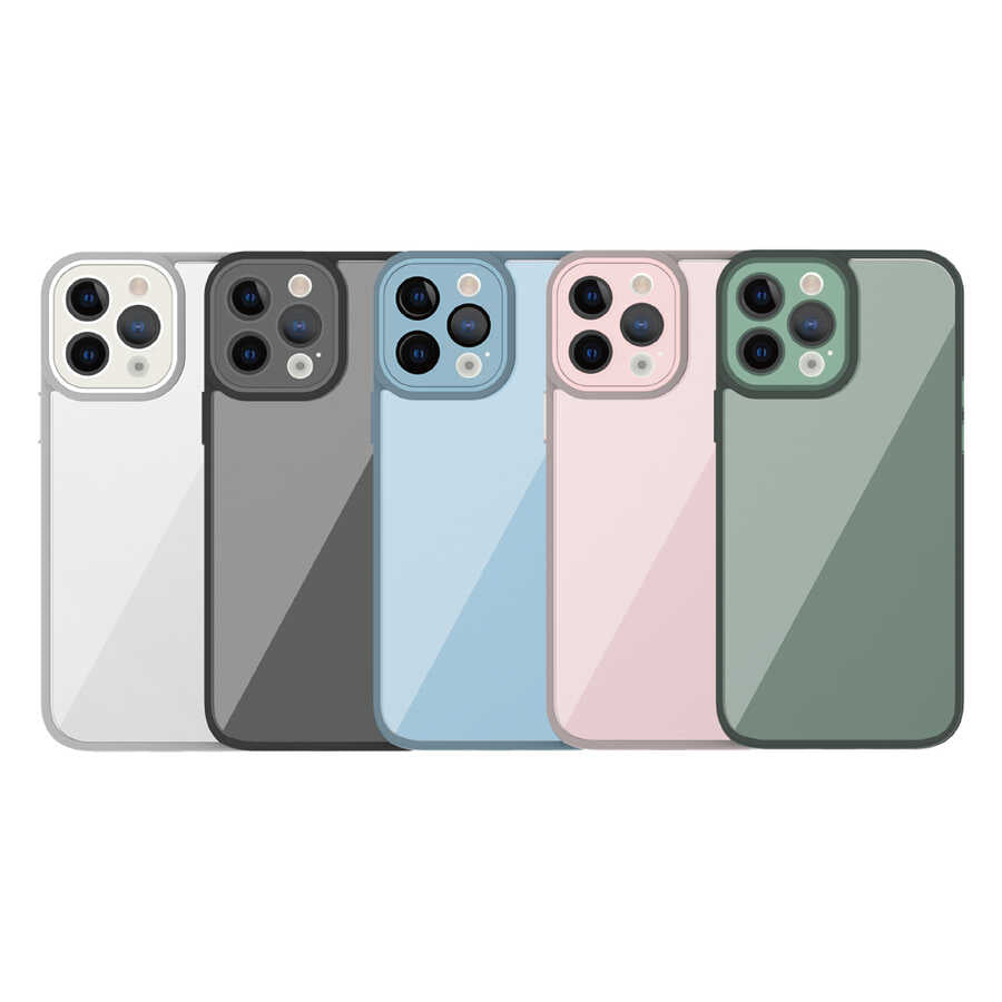 Apple iPhone 14 Pro Kılıf Wiwu VCC-104 Lens Korumalı Renkli Kenar Arkası Şeffaf Vivid Clear Kapak