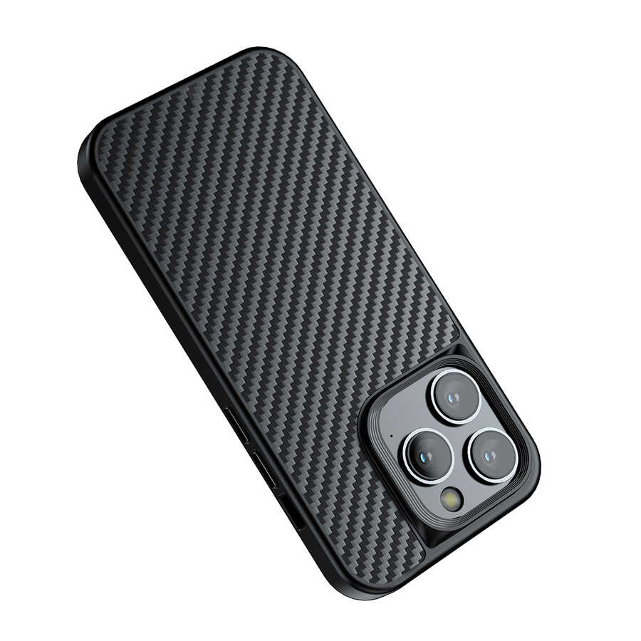 Apple iPhone 14 Pro Max Kılıf Aramid Karbon Fiber M-safe Özellikli Wlons Radison Kapak