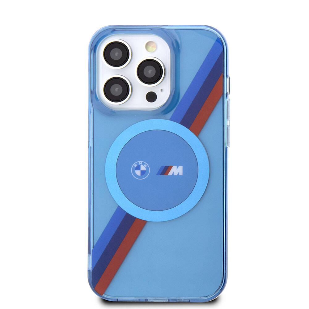 Apple iPhone 14 Pro Max Kılıf BMW M-safe Şarj Özellikli Transparan Tricolor Stripes Orjinal Lisanslı Kapak