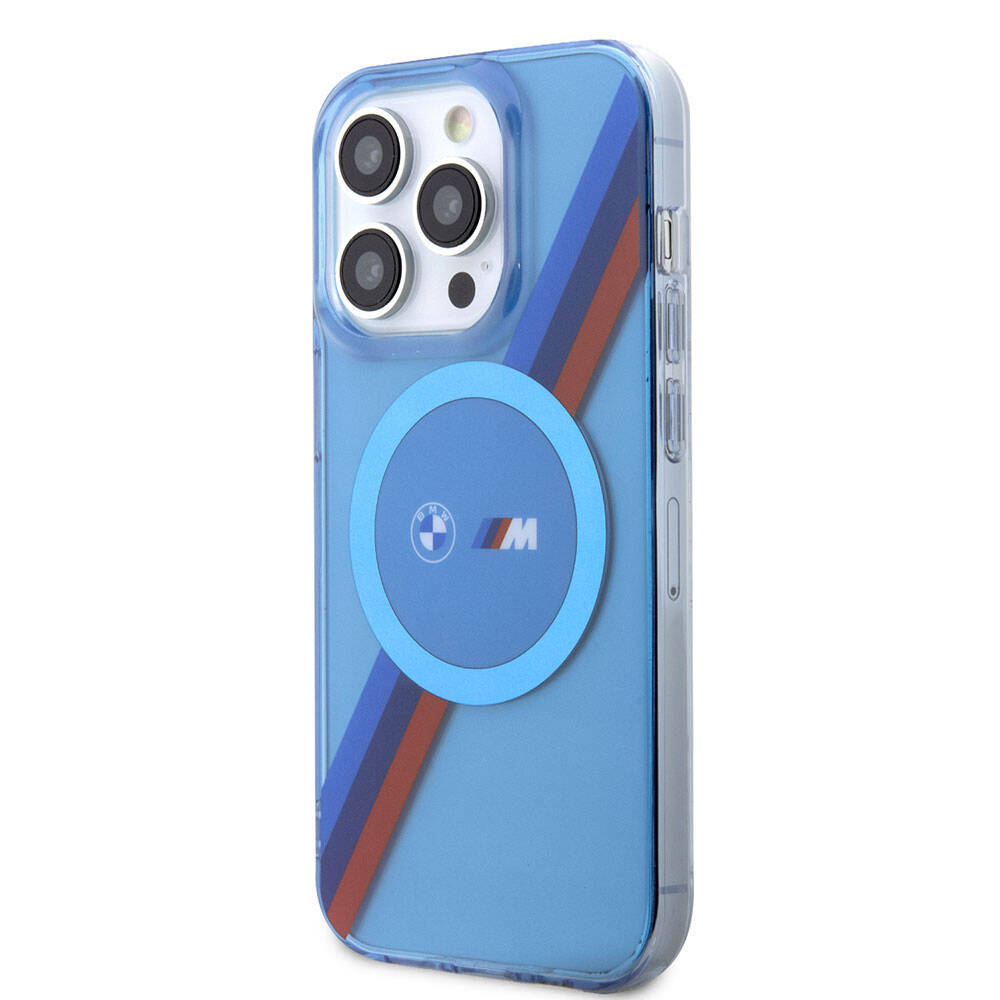 Apple iPhone 14 Pro Max Kılıf BMW M-safe Şarj Özellikli Transparan Tricolor Stripes Orjinal Lisanslı Kapak