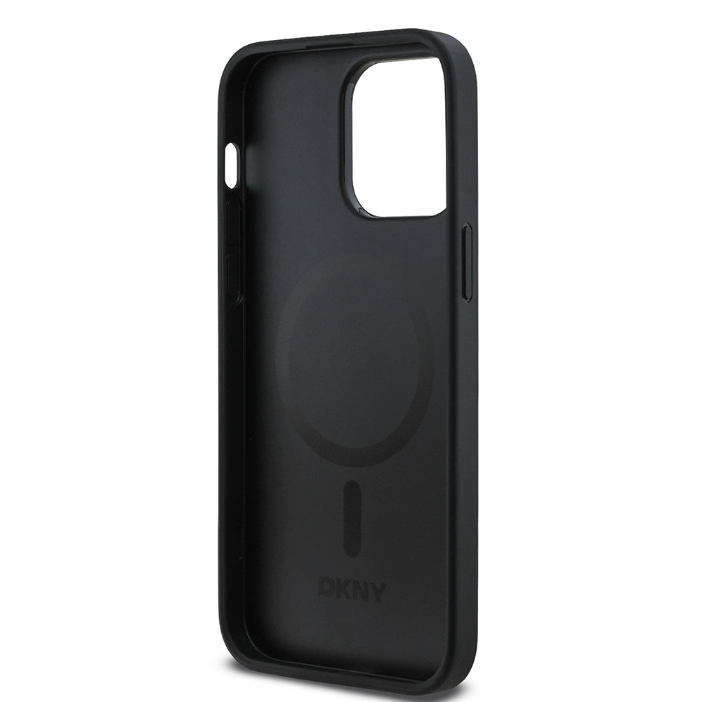 Apple iPhone 14 Pro Max Kılıf DKNY Orjinal Lisanslı M-safe Şarj Özellikli 3D Yazılı Grid Pattern Kapak