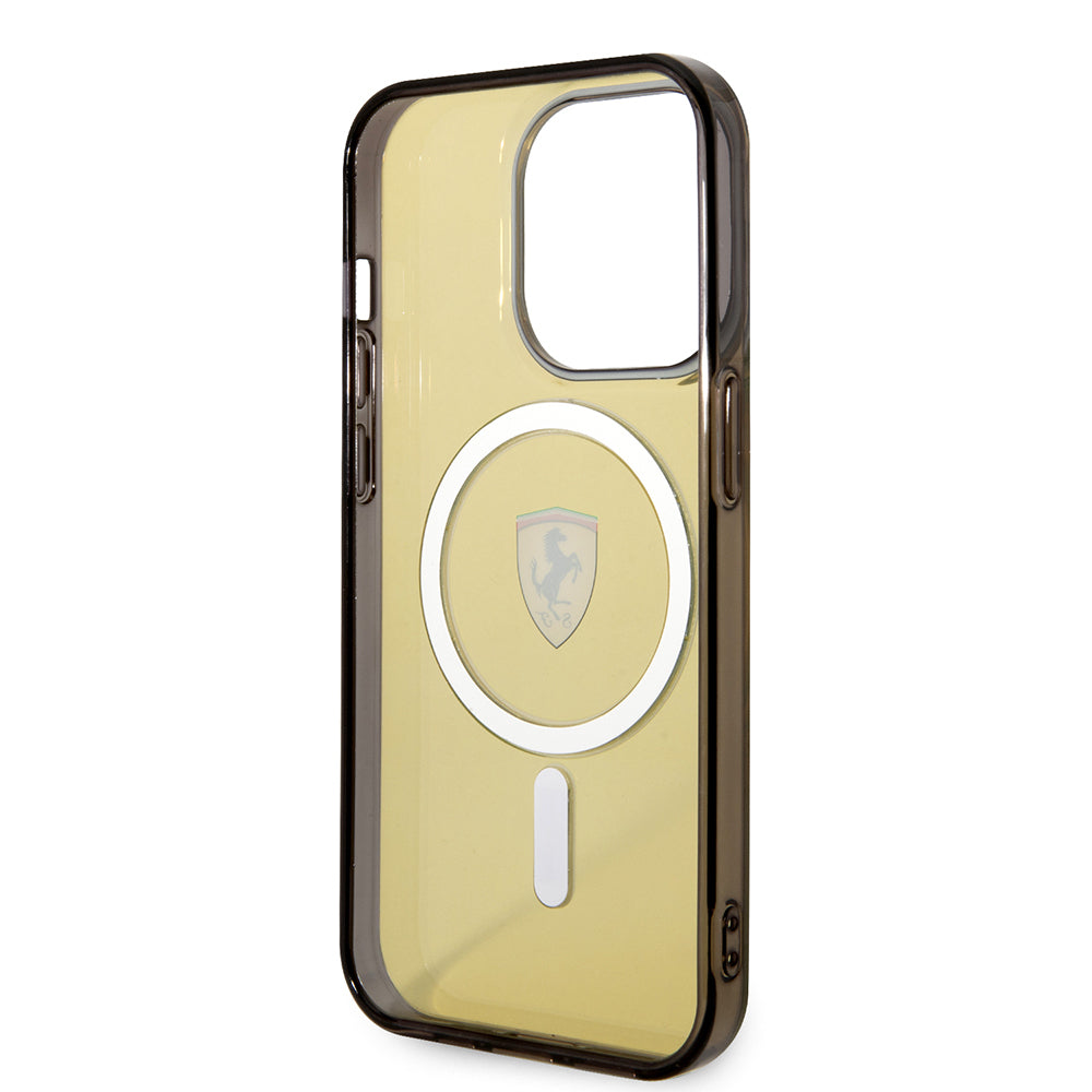 Apple iPhone 14 Pro Max Kılıf Ferrari M-safe Şarj Özellikli Yarı Transparan Dizayn Kapak