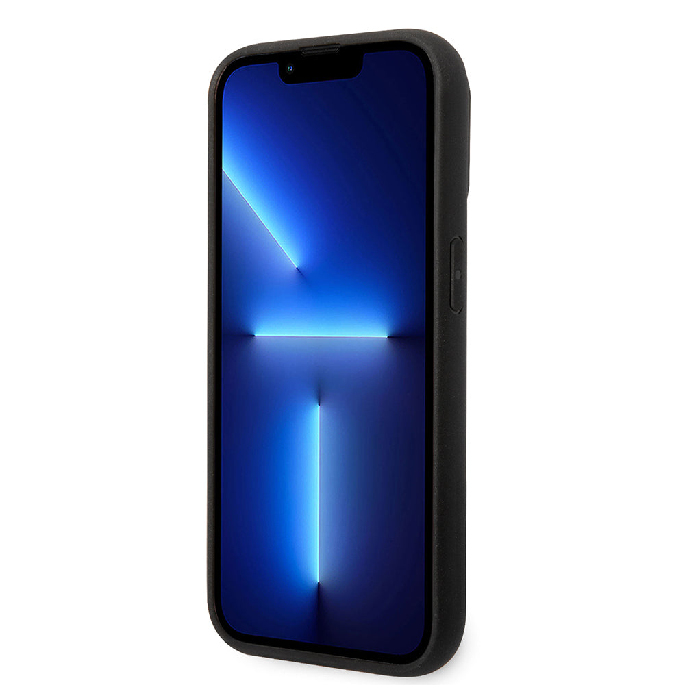 Apple iPhone 14 Pro Max Kılıf Ferrari Orjinal Lisanlı Klasik Metal Logolu Karbon Şerit Desenli Kapak