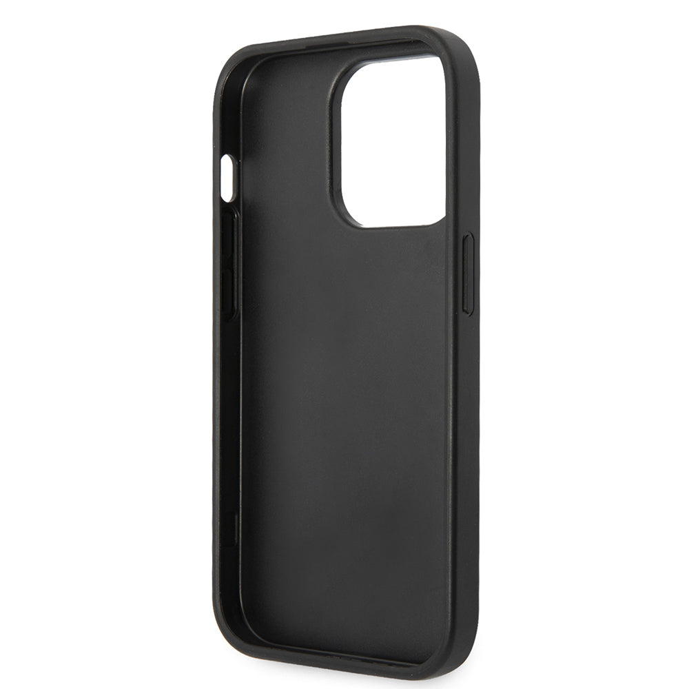 Apple iPhone 14 Pro Max Kılıf Ferrari Orjinal Lisanlı Klasik Metal Logolu Karbon V Desenli Kapak