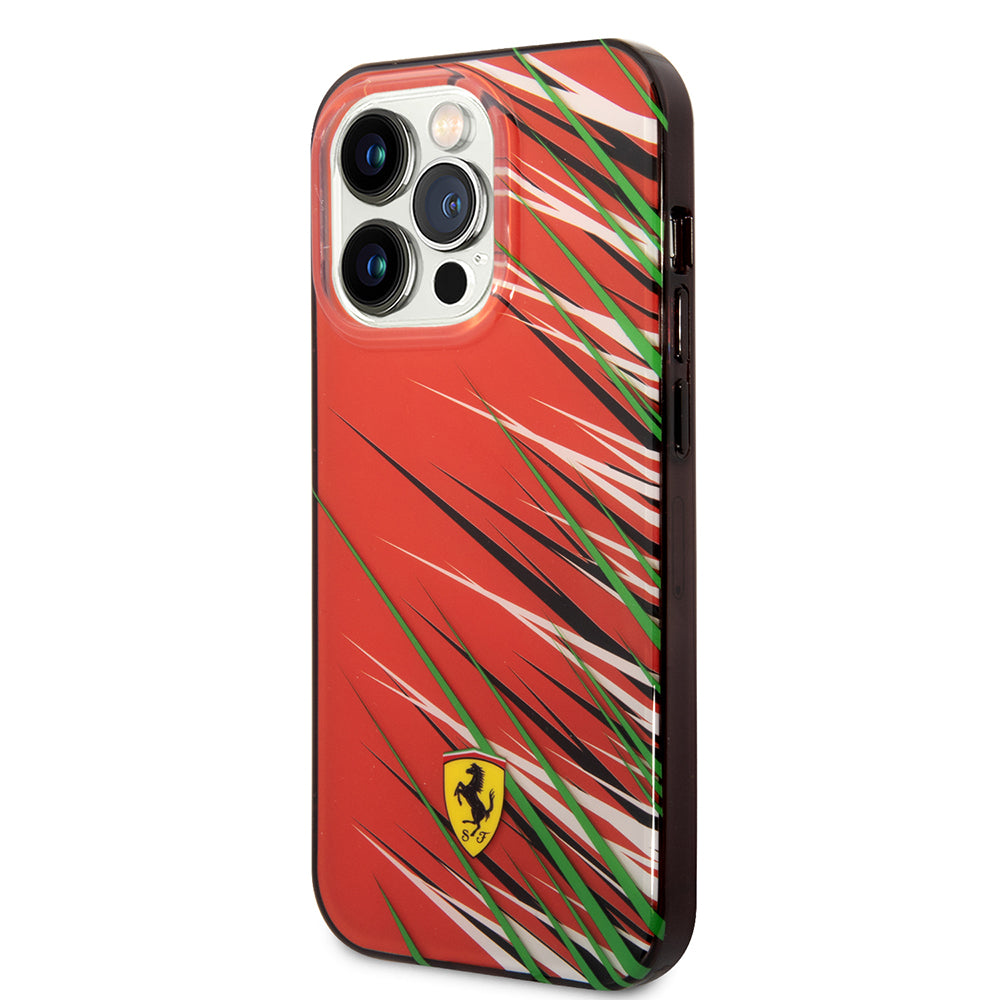 Apple iPhone 14 Pro Max Kılıf Ferrari Orjinal Lisanslı Baskı Logolu Çimen Desenli Kapak