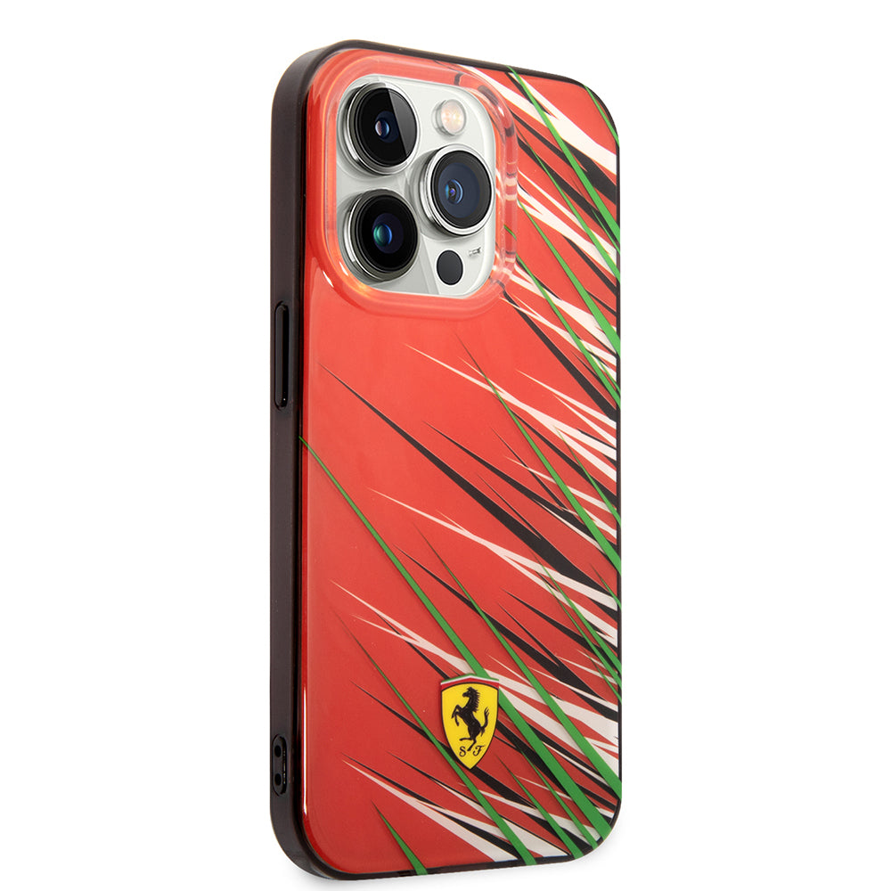 Apple iPhone 14 Pro Max Kılıf Ferrari Orjinal Lisanslı Baskı Logolu Çimen Desenli Kapak