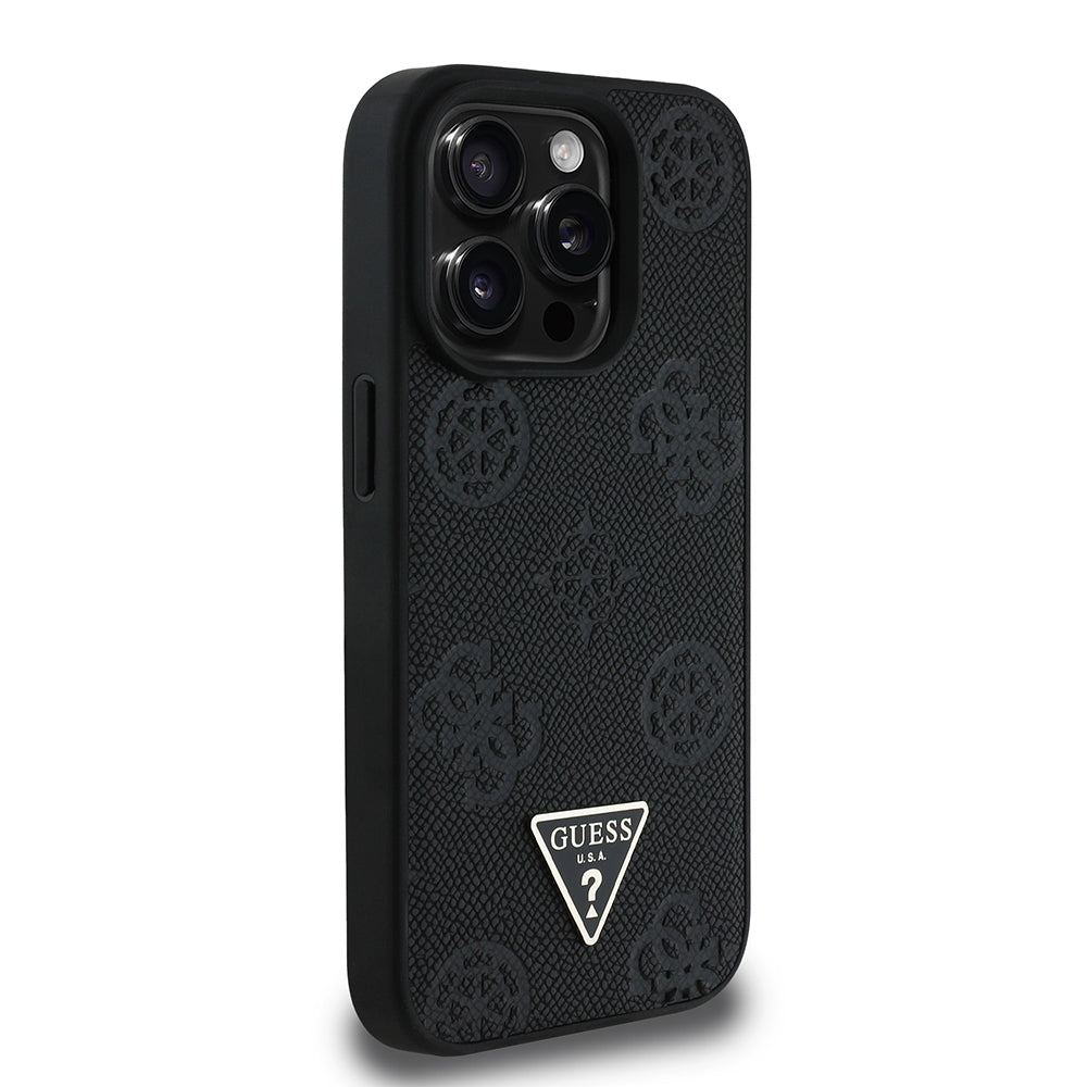 Apple iPhone 14 Pro Max Kılıf Guess Orjinal Lisanslı M-safe Şarj Özellikli Sıcak Baskılı Üçgen Logolu PU Deri Peony Kapak