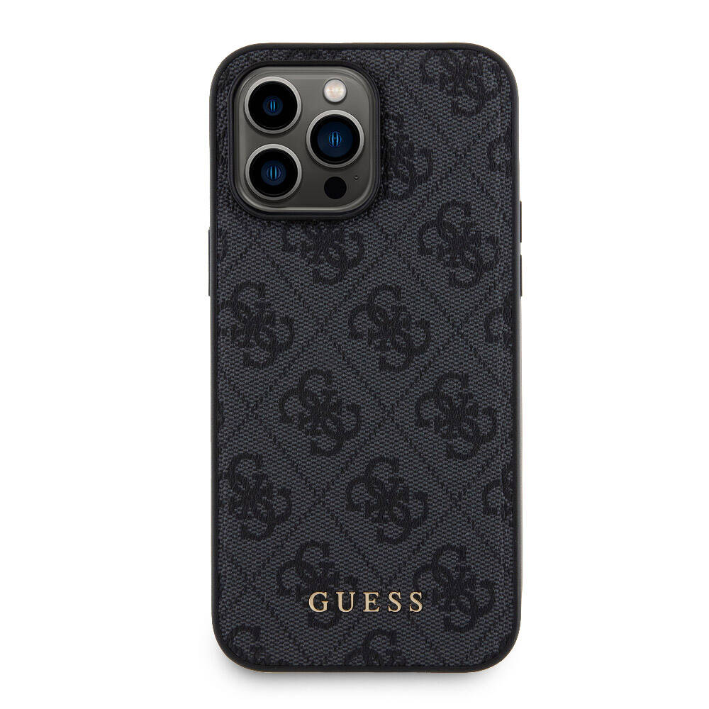 Apple iPhone 14 Pro Max Kılıf Guess Orjinal Lisanslı M-safe Şarj Özellikli Yazı Logolu 4G Desenli Kapak + Powerbank 5000mAh 2in1 Set