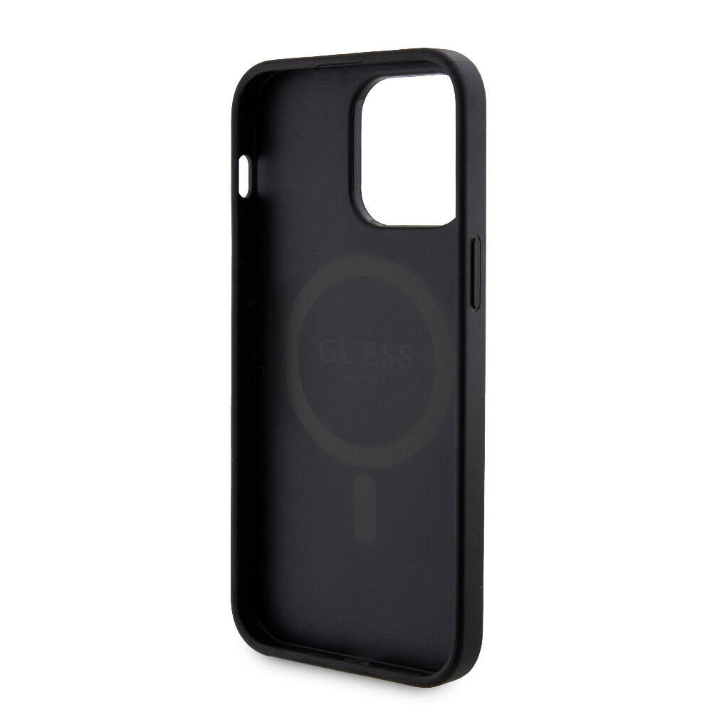 Apple iPhone 14 Pro Max Kılıf Guess Orjinal Lisanslı M-safe Şarj Özellikli Yazı Logolu 4G Desenli Kapak + Powerbank 5000mAh 2in1 Set