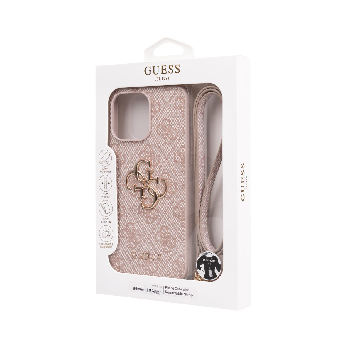 Apple iPhone 14 Pro Max Kılıf Guess Orjinal Lisanslı PU Deri 4G Büyük Metal Logolu Çapraz Vücut Askılı Kapak