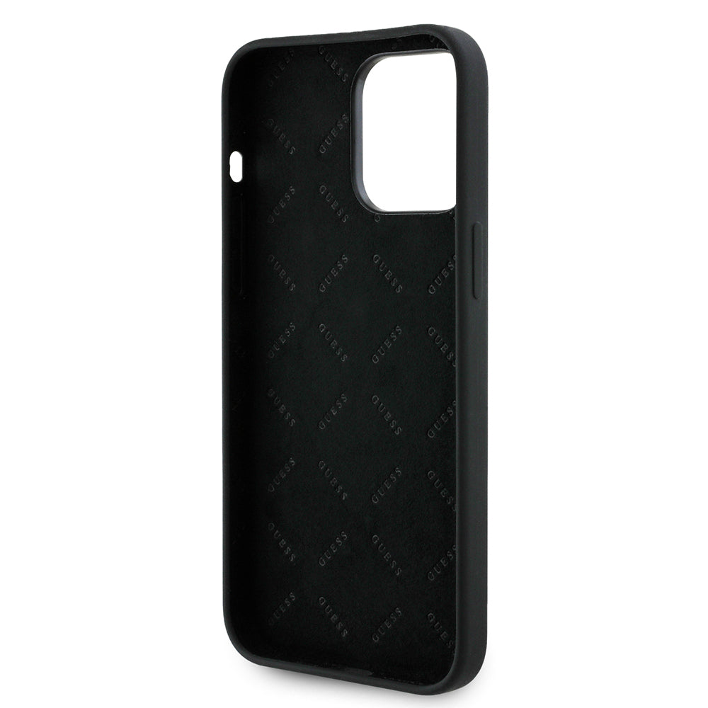 Apple iPhone 14 Pro Max Kılıf Guess Orjinal Lisanslı Yazı ve Taşlı 4G Logolu Silikon Kapak