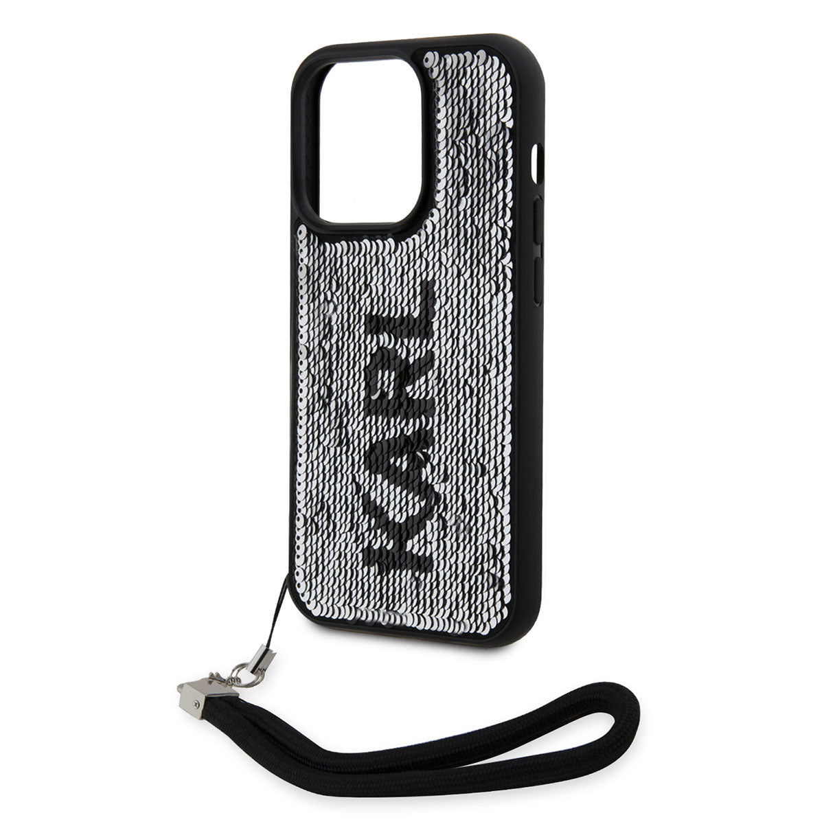 Apple iPhone 14 Pro Max Kılıf Karl Lagerfeld El Askısı İpli Hareketli Pullu Dizayn Kapak