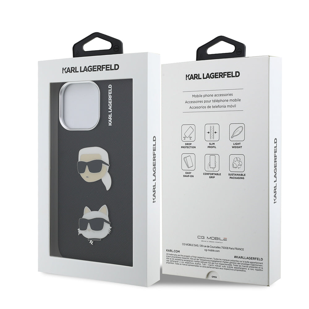 Apple iPhone 14 Pro Max Kılıf Karl Lagerfeld Orjinal Lisanslı K&C Heads Pin Kapak