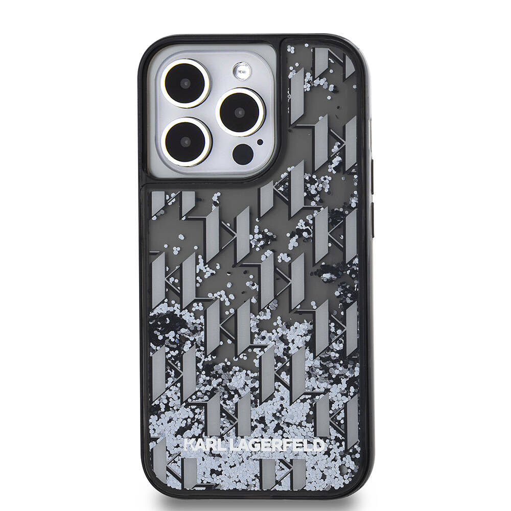 Apple iPhone 14 Pro Max Kılıf Karl Lagerfeld Orjinal Lisanslı Simli KL Yazılı Monogram Gradıent Kapak