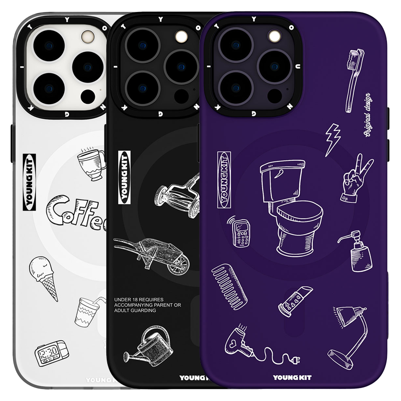 Apple iPhone 14 Pro Max Kılıf M-safe Şarj Özellikli Desenli Youngkit Plaything Serisi Kapak