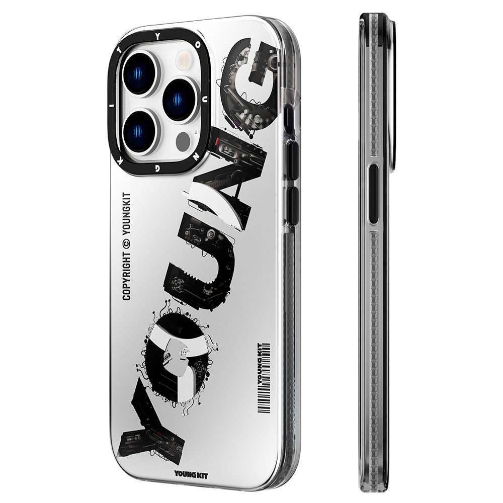 Apple iPhone 14 Pro Max Kılıf M-safe Şarj Özellikli Yazı Temalı YoungKit Mechanic Serisi Kapak