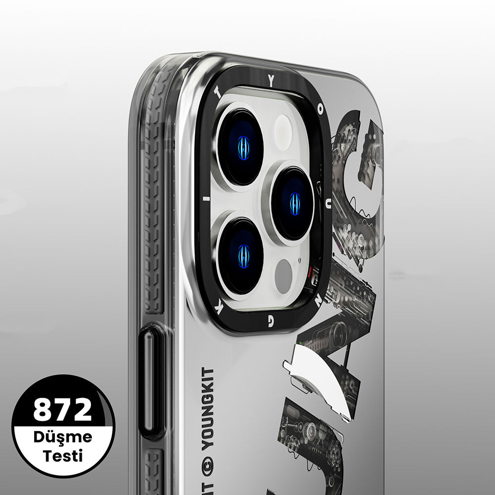 Apple iPhone 14 Pro Max Kılıf M-safe Şarj Özellikli Yazı Temalı YoungKit Mechanic Serisi Kapak