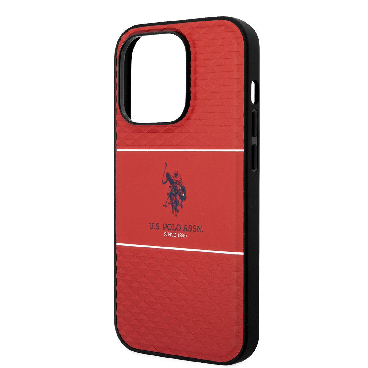 Apple iPhone 14 Pro Max Kılıf U.S. POLO ASSN. Deri Şeritli Logo Dizayn Kapak
