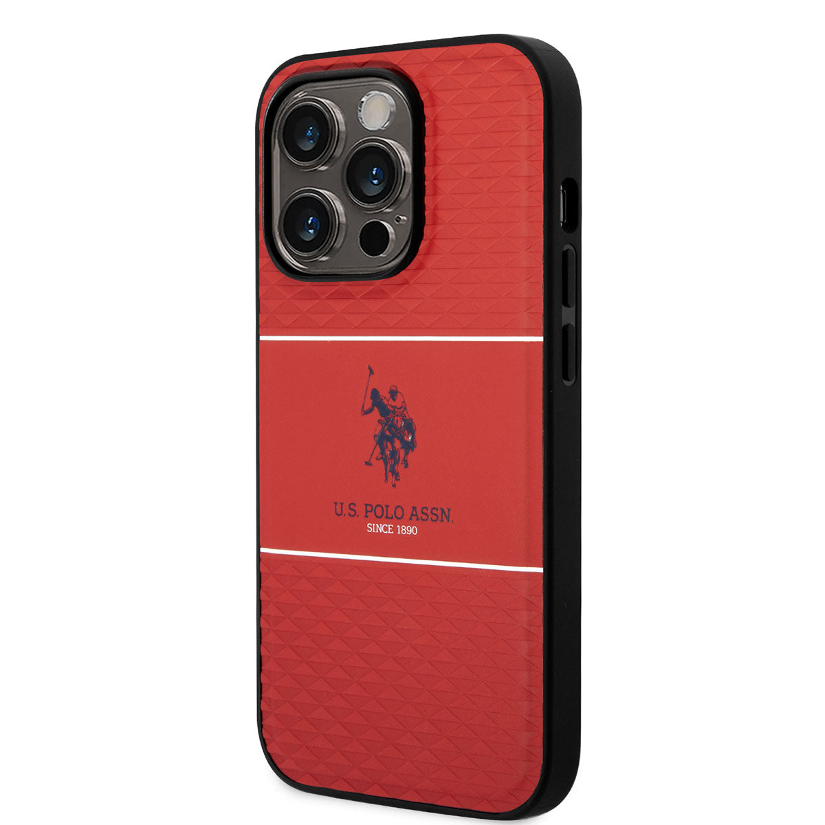 Apple iPhone 14 Pro Max Kılıf U.S. POLO ASSN. Deri Şeritli Logo Dizayn Kapak