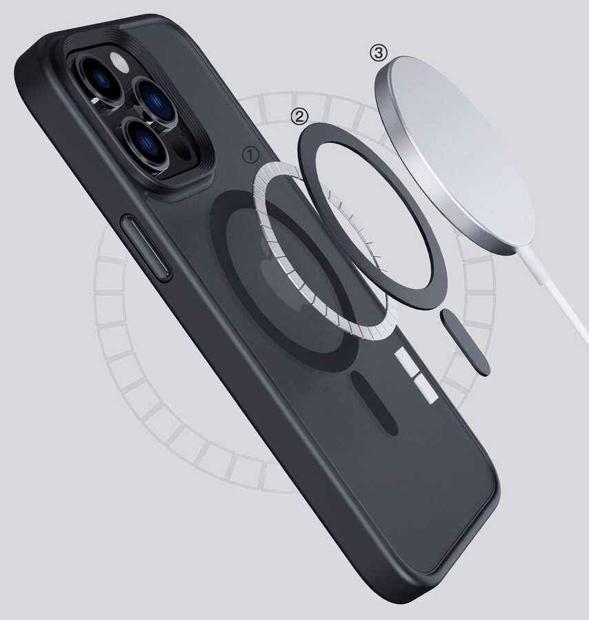 Apple iPhone 14 Pro Max Kılıf Wireless Şarj Özellikli Zore Hibrit M-safe Kapak