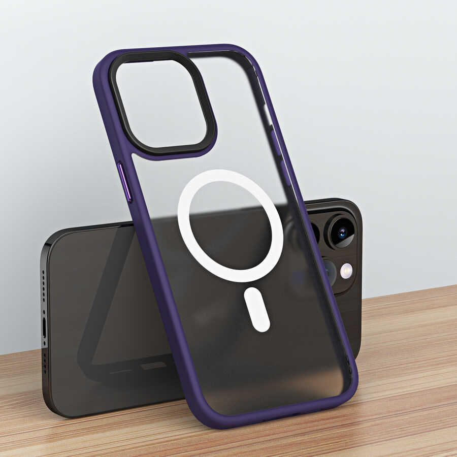 Apple iPhone 14 Pro Max Kılıf Wireless Şarj Özellikli Zore Hibrit M-safe Kapak