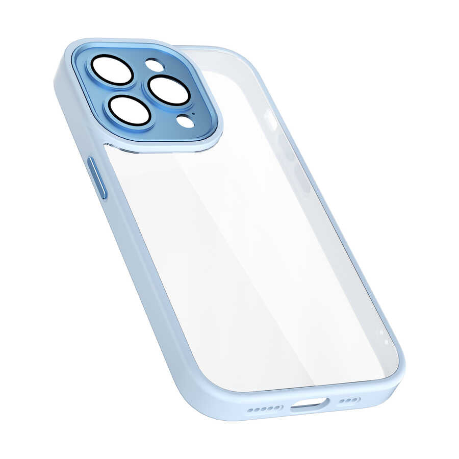 Apple iPhone 14 Pro Max Kılıf Wiwu VCC-104 Lens Korumalı Renkli Kenar Arkası Şeffaf Vivid Clear Kapak