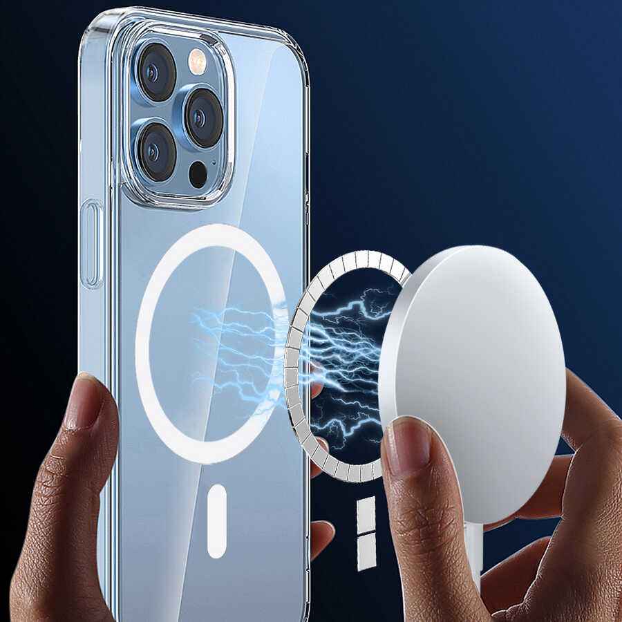 Apple iPhone 14 Pro Wiwu M-safe Şarj Özellikli Lens Korumalı Şeffaf Silikon Kapak