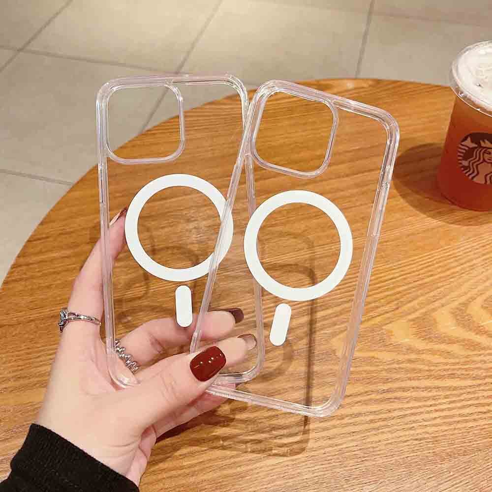 Apple iPhone 15 Kamera Korumalı M-Safe Şarj Özellikli Şeffaf Zore London Sert PC Kapak