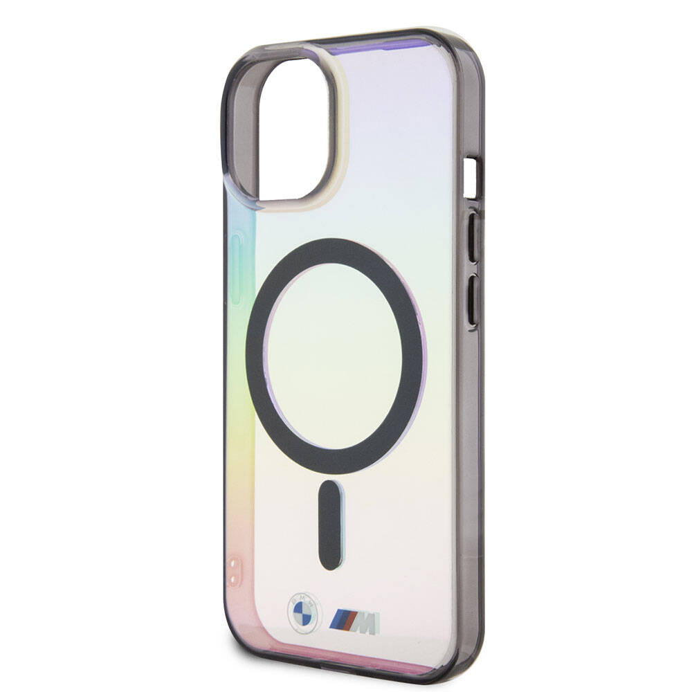 Apple iPhone 15 Kılıf BMW M-safe Şarj Özellikli Transparan Renk Geçişli Iridescent Orjinal Lisanslı Kapak