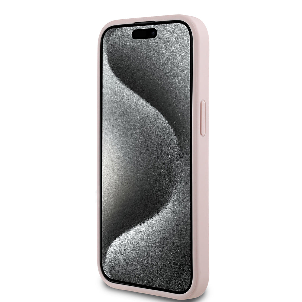 Apple iPhone 15 Kılıf Guess Orjinal Lisanslı Gül Baskılı Büyük Metal Logo Dizaynlı Kapak