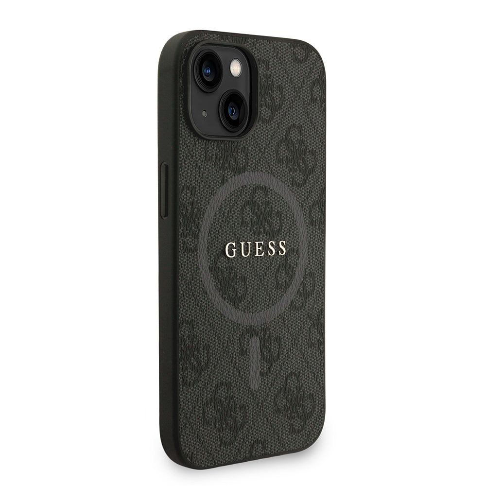 Apple iPhone 15 Kılıf Guess Orjinal Lisanslı M-safe Şarj Özellikli PU Deri Bilek Askı İpli Yazı Logolu Kapak