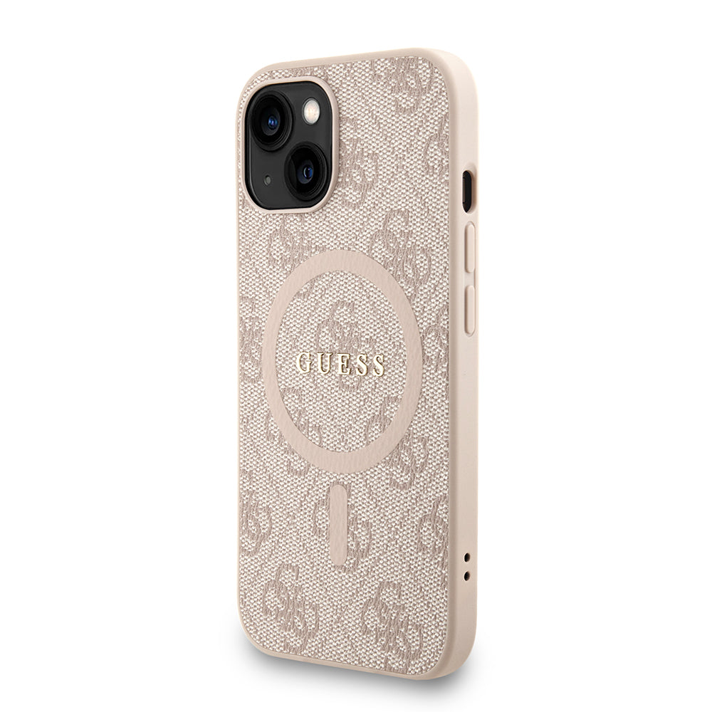 Apple iPhone 15 Kılıf Guess Orjinal Lisanslı M-safe Şarj Özellikli PU Deri Bilek Askı İpli Yazı Logolu Kapak