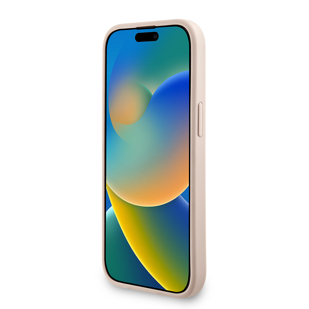 Apple iPhone 15 Kılıf Guess Orjinal Lisanslı M-safe Şarj Özellikli PU Deri Bilek Askı İpli Yazı Logolu Kapak