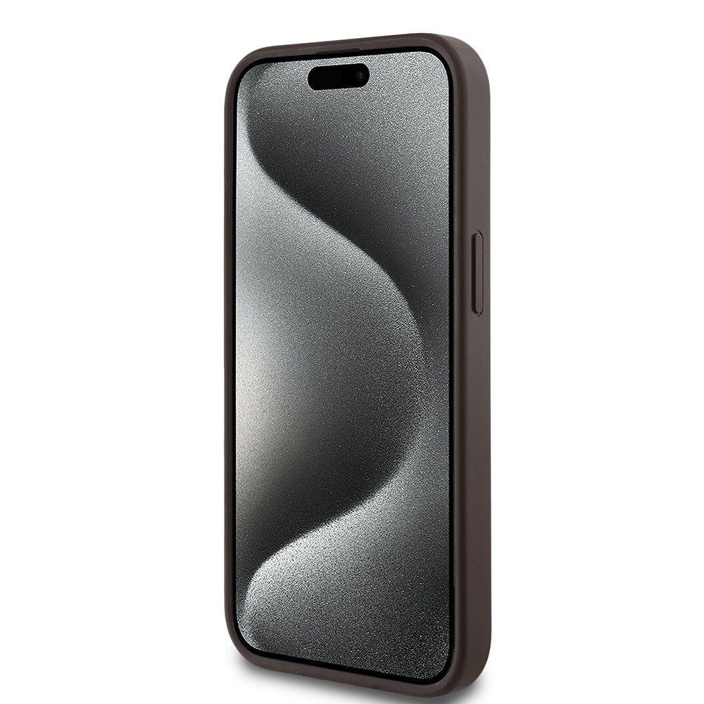 Apple iPhone 15 Kılıf Guess Orjinal Lisanslı M-safe Şarj Özellikli Yazı Logolu Circle Classic Kapak